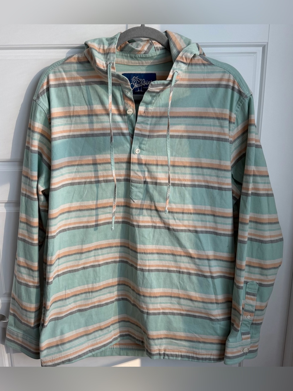 Chubbies Beach Club Lightweight Striped Pullover Hoodie Size Large